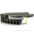 Schlangenförmige modulare Sofa in schwarzem Leder